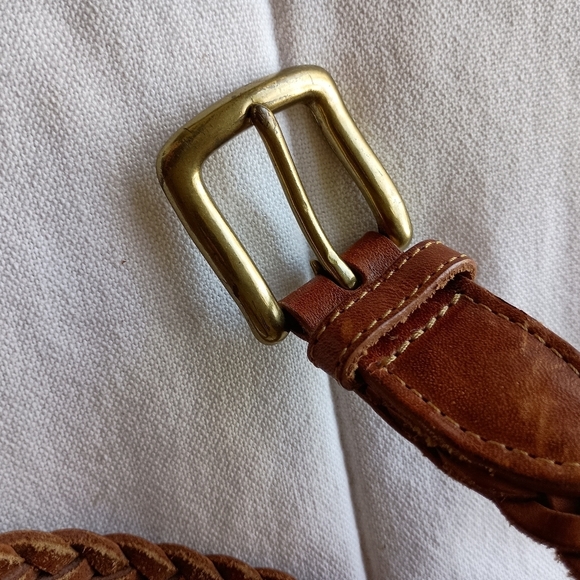 Vintage Braided Brown Leather Belt_38 main image 2